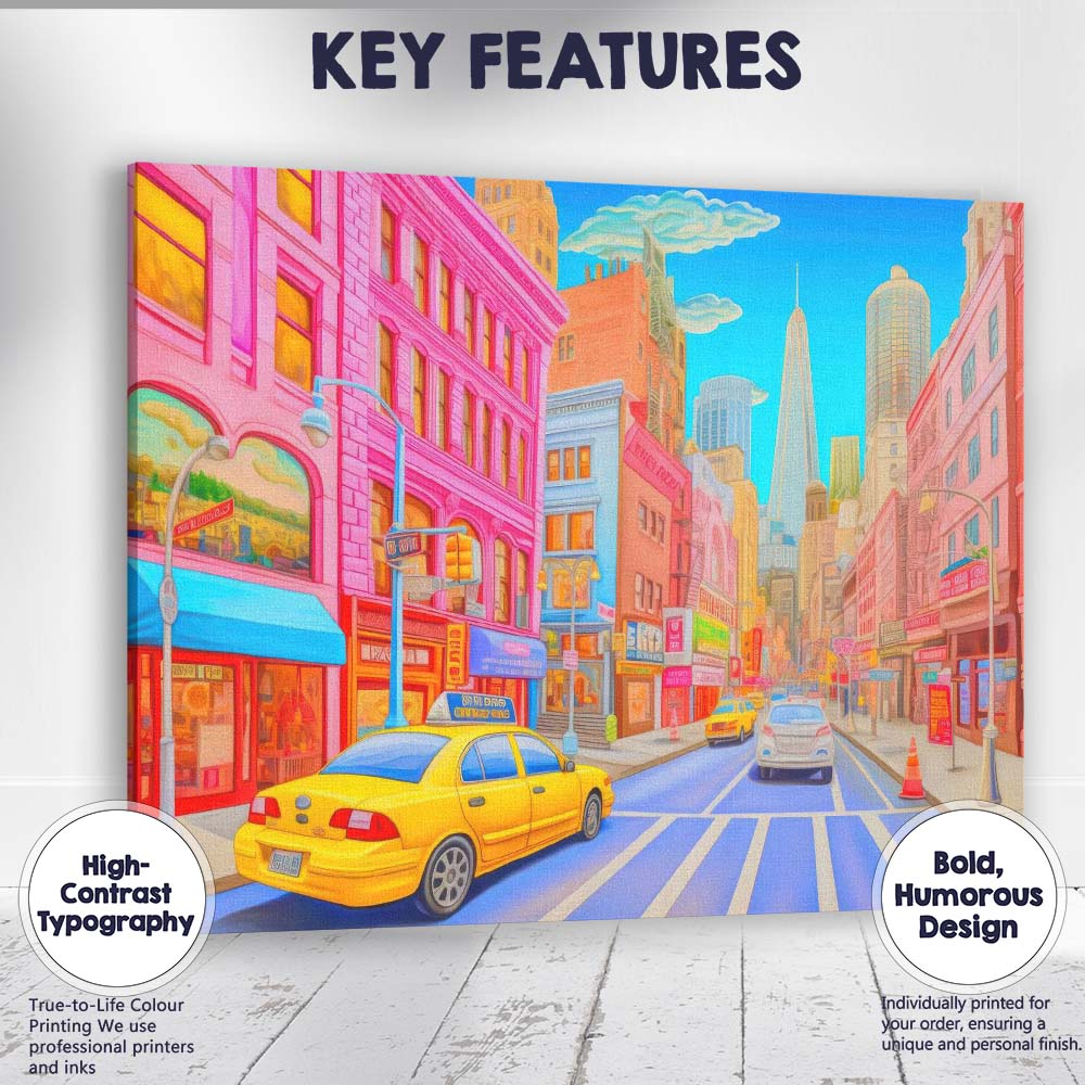 Colourful Modern City Street Urban Pop Art Canvas Wall Art Print Decor Picture Ready to Hang