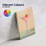 Minimalist Pink Cherry Cocktail Glass Still Life Canvas Wall Art Print Decor Picture Ready to Hang