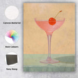 Minimalist Pink Cherry Cocktail Glass Still Life Canvas Wall Art Print Decor Picture Ready to Hang