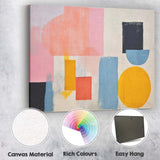Abstract Pastel Geometric Shapes Mid Century Modern Canvas Wall Art Print Decor Picture Ready to Hang