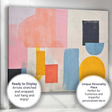 Abstract Pastel Geometric Shapes Mid Century Modern Canvas Wall Art Print Decor Picture Ready to Hang