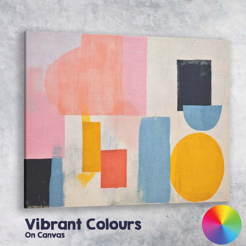 Abstract Pastel Geometric Shapes Mid Century Modern Canvas Wall Art Print Decor Picture Ready to Hang