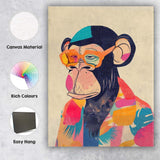 Fashionable Chimpanzee Wearing Colourful Glasses Modern Pop Art Portrait Canvas Wall Art Print Decor Picture Ready to Hang