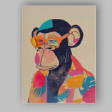 Fashionable Chimpanzee Wearing Colourful Glasses Modern Pop Art Portrait Canvas Wall Art Print Decor Picture Ready to Hang