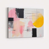 Abstract Pink Yellow Black Geometric Contemporary Canvas Wall Art Print Decor Picture Ready to Hang