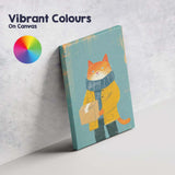 Cute Ginger Cat Holding Parcel Whimsical Delivery Animal Illustration Canvas Wall Art Print Decor Picture Ready to Hang