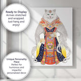 Regal White Cat Royal Portrait Ornate Traditional Costume Canvas Wall Art Print Decor Picture Ready to Hang