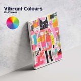 Colourful Abstract Black Cat Modern Pop Art Canvas Wall Art Print Decor Picture Ready to Hang
