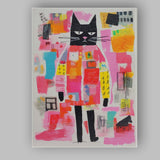 Colourful Abstract Black Cat Modern Pop Art Canvas Wall Art Print Decor Picture Ready to Hang