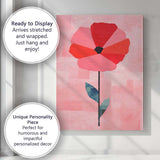 Minimalist Pink Red Poppy Flower Contemporary Botanical Canvas Wall Art Print Decor Picture Ready to Hang