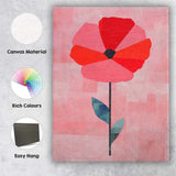 Minimalist Pink Red Poppy Flower Contemporary Botanical Canvas Wall Art Print Decor Picture Ready to Hang