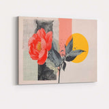 Modern Coral Rose Geometric Collage Floral Canvas Wall Art Print Decor Picture Ready to Hang