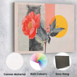 Modern Coral Rose Geometric Collage Floral Canvas Wall Art Print Decor Picture Ready to Hang