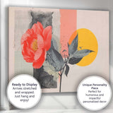 Modern Coral Rose Geometric Collage Floral Canvas Wall Art Print Decor Picture Ready to Hang