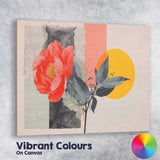 Modern Coral Rose Geometric Collage Floral Canvas Wall Art Print Decor Picture Ready to Hang