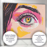 Vibrant Pop Art Woman Eye Close Up Contemporary Portrait Canvas Wall Art Print Decor Picture Ready to Hang