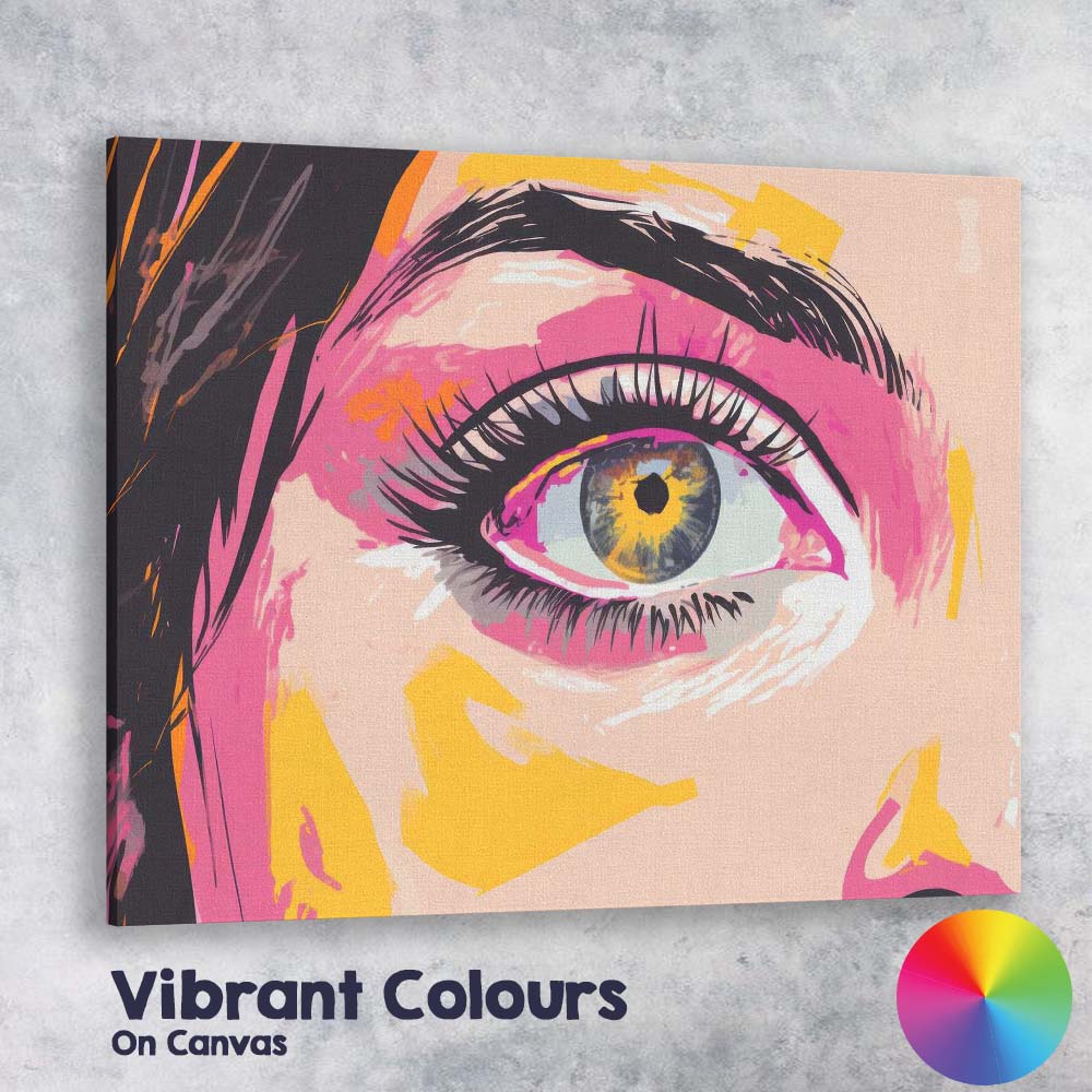 Vibrant Pop Art Woman Eye Close Up Contemporary Portrait Canvas Wall Art Print Decor Picture Ready to Hang