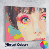 Colourful Contemporary Female Portrait With Green Eyes Pop Art Canvas Wall Art Print Decor Picture Ready to Hang