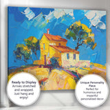 Vibrant Mediterranean Villa Landscape Impressionist Oil Painting Canvas Wall Art Print Decor Picture Ready to Hang