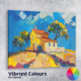 Vibrant Mediterranean Villa Landscape Impressionist Oil Painting Canvas Wall Art Print Decor Picture Ready to Hang