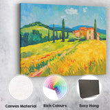 Sunlit Tuscany Countryside Rolling Hills And Cypress Trees Oil Painting Canvas Wall Art Print Decor Picture Ready to Hang