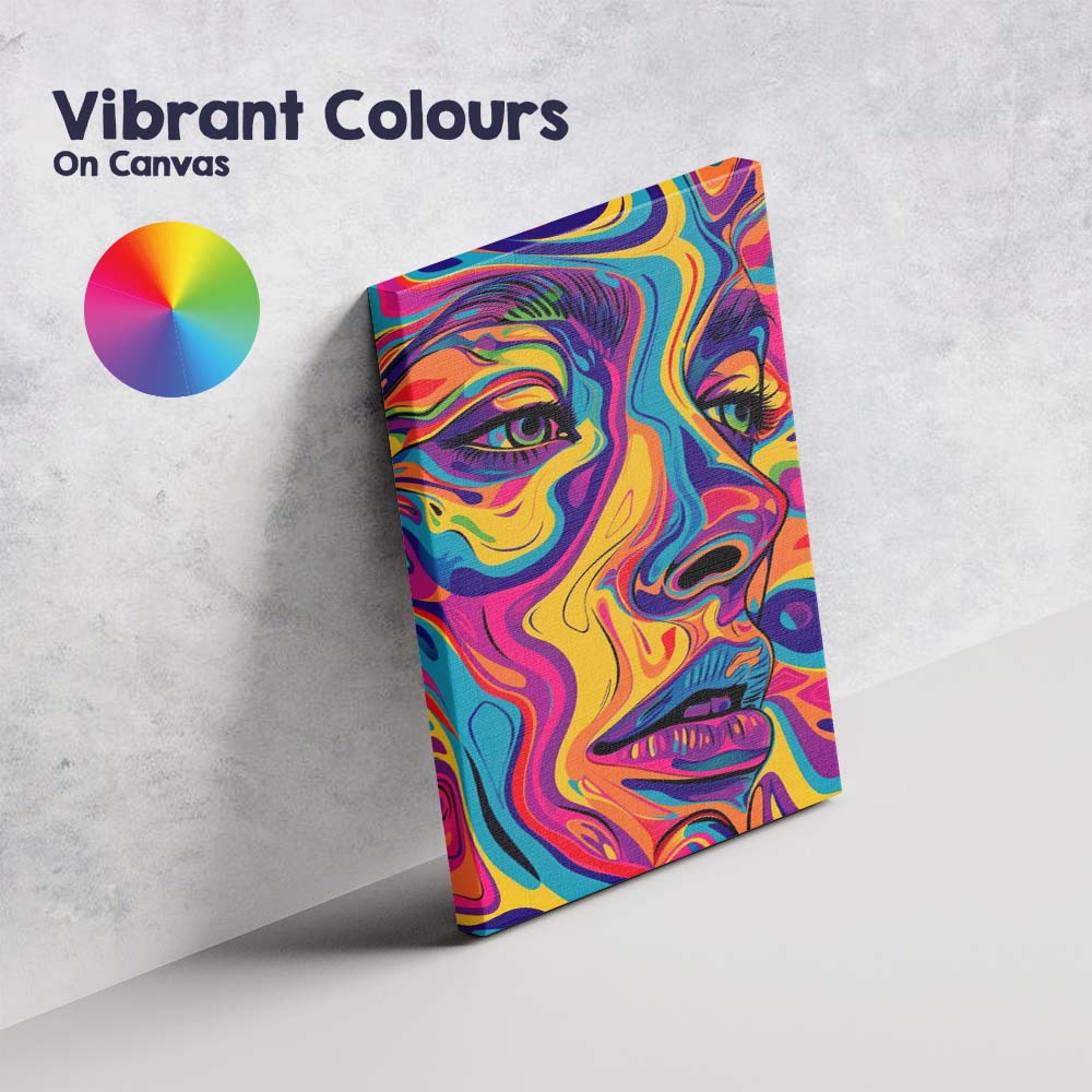 Vibrant Psychedelic Colourful Abstract Woman Portrait Pop Art Canvas Wall Art Print Decor Picture Ready to Hang
