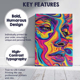 Vibrant Psychedelic Colourful Abstract Woman Portrait Pop Art Canvas Wall Art Print Decor Picture Ready to Hang