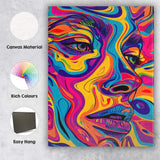 Vibrant Psychedelic Colourful Abstract Woman Portrait Pop Art Canvas Wall Art Print Decor Picture Ready to Hang
