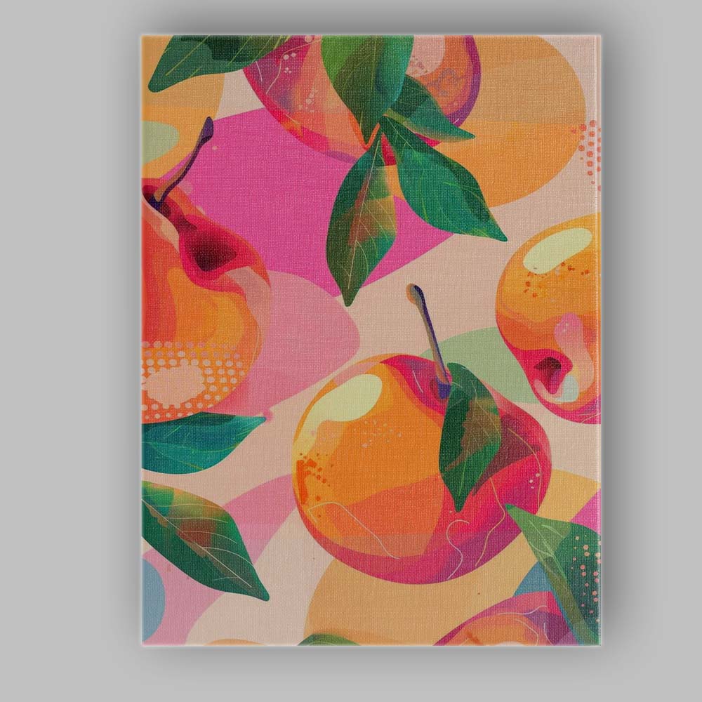 Colourful Peach Fruit Abstract Geometric Pattern Canvas Wall Art Print Decor Picture Ready to Hang