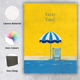 Vacay Time Beach Chair Umbrella Minimalist Summer Canvas Wall Art Print Decor Picture Ready to Hang