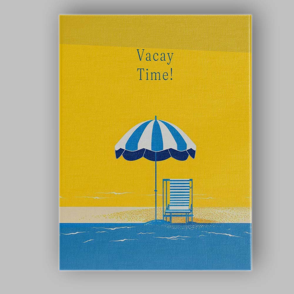 Vacay Time Beach Chair Umbrella Minimalist Summer Canvas Wall Art Print Decor Picture Ready to Hang