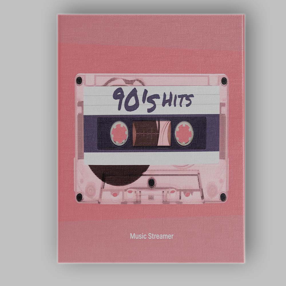 Retro Pink Nineties Hits Cassette Tape Music Typography Canvas Wall Art Print Decor Picture Ready to Hang