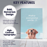 Make Someone Smile Golden Retriever Inspirational Typography Canvas Wall Art Print Decor Picture Ready to Hang