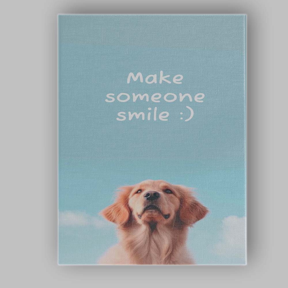 Make Someone Smile Golden Retriever Inspirational Typography Canvas Wall Art Print Decor Picture Ready to Hang