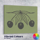 Minimalist Black Cherries Botanical Linocut Illustration Canvas Wall Art Print Decor Picture Ready to Hang