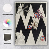 Black White Zigzag Geometric Snowflake Scandinavian Folk Art Canvas Wall Art Print Decor Picture Ready to Hang