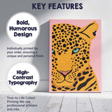 Pink Background Pop Art Leopard Portrait Contemporary Animal Illustration Canvas Wall Art Print Decor Picture Ready to Hang