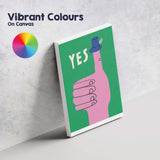 Yes Thumbs Up Hand With Blue Hat Minimalist Pop Art Canvas Wall Art Print Decor Picture Ready to Hang