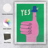 Yes Thumbs Up Hand With Blue Hat Minimalist Pop Art Canvas Wall Art Print Decor Picture Ready to Hang