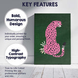 Pink Leopard Jungle Animal Contemporary Minimalist Illustration Canvas Wall Art Print Decor Picture Ready to Hang