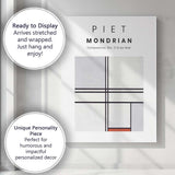Piet Mondrian Composition Number One Grey Red Minimalist Abstract Canvas Wall Art Print Decor Picture Ready to Hang