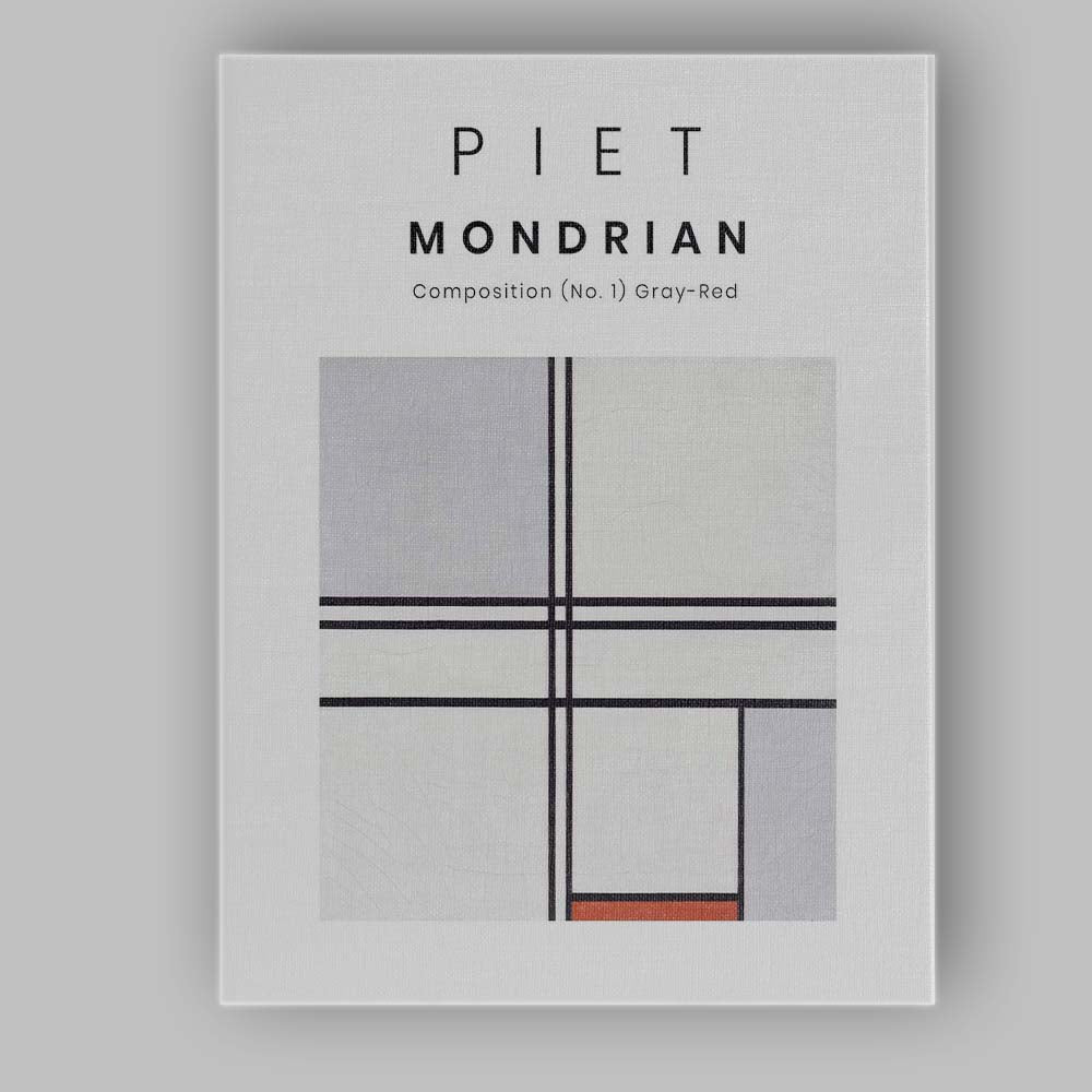 Piet Mondrian Composition Number One Grey Red Minimalist Abstract Canvas Wall Art Print Decor Picture Ready to Hang