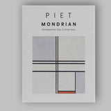 Piet Mondrian Composition Number One Grey Red Minimalist Abstract Canvas Wall Art Print Decor Picture Ready to Hang