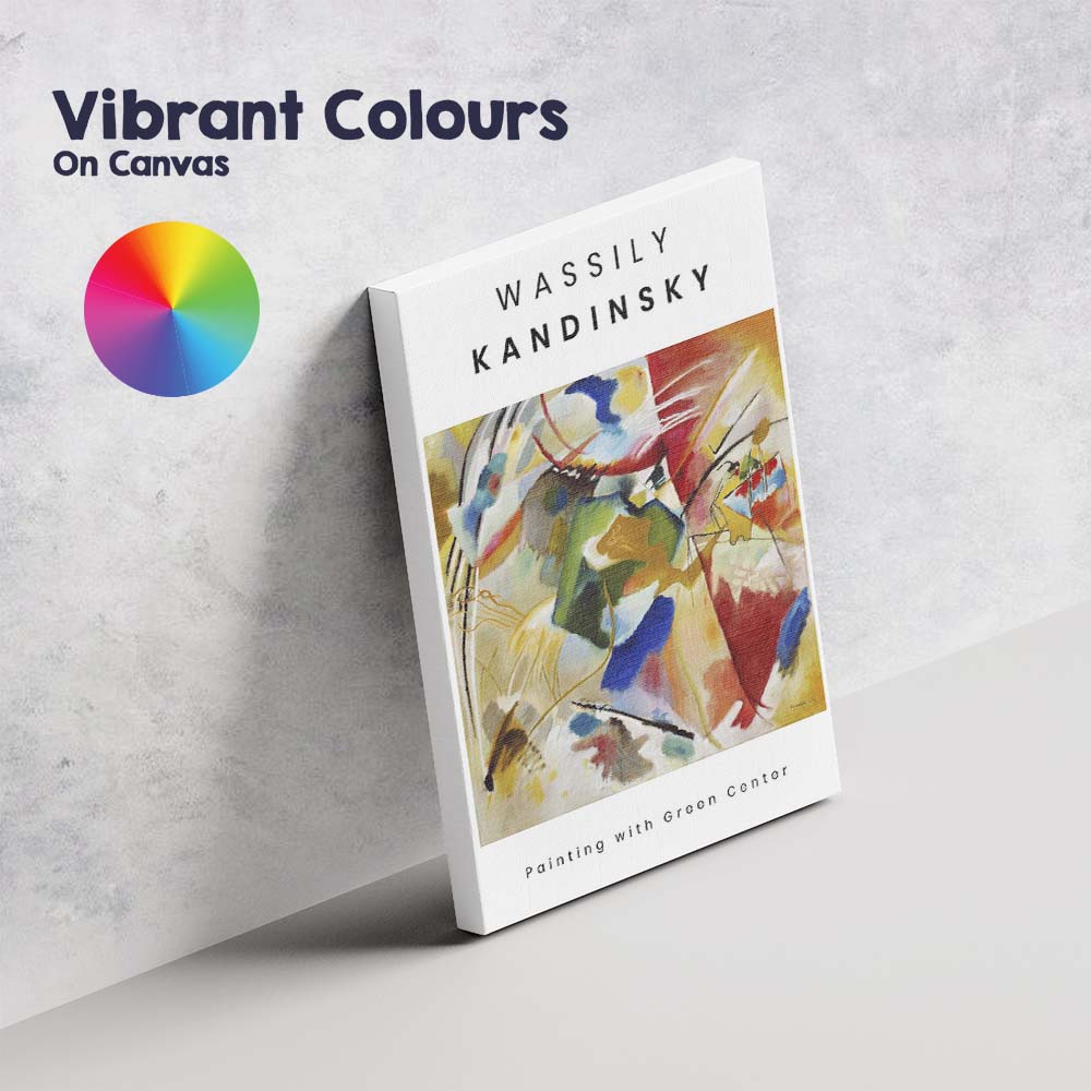 Wassily Kandinsky Painting With Green Center Abstract Expressionist Museum Art Canvas Wall Art Print Decor Picture Ready to Hang