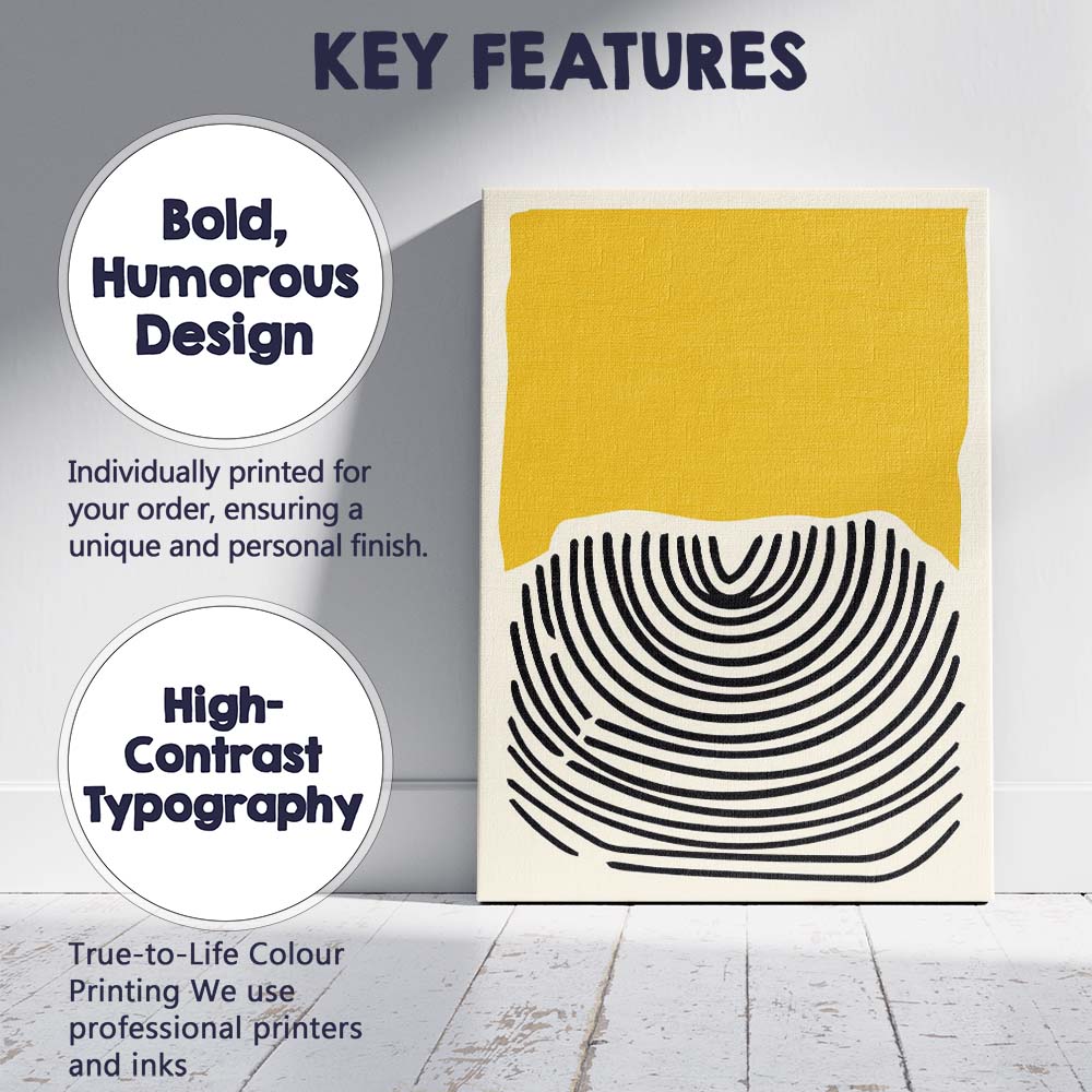 Mustard Yellow Abstract Arch Line Art Minimalist Contemporary Canvas Wall Art Print Decor Picture Ready to Hang