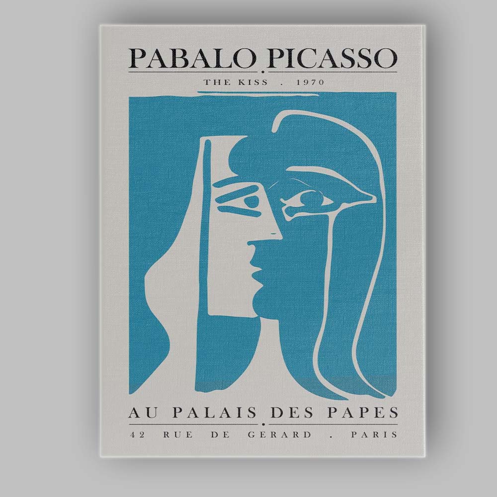 Pablo Picasso The Kiss Minimalist Line Art Exhibition Poster Canvas Wall Art Print Decor Picture Ready to Hang