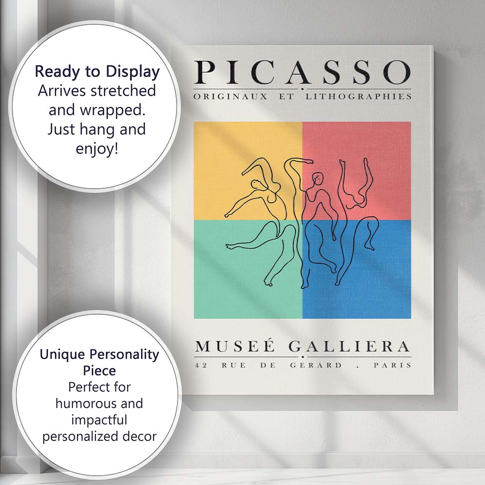 Pablo Picasso Abstract Dancing Figures Exhibition Poster Canvas Wall Art Print Decor Picture Ready to Hang