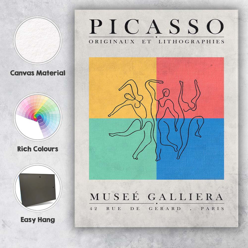 Pablo Picasso Abstract Dancing Figures Exhibition Poster Canvas Wall Art Print Decor Picture Ready to Hang