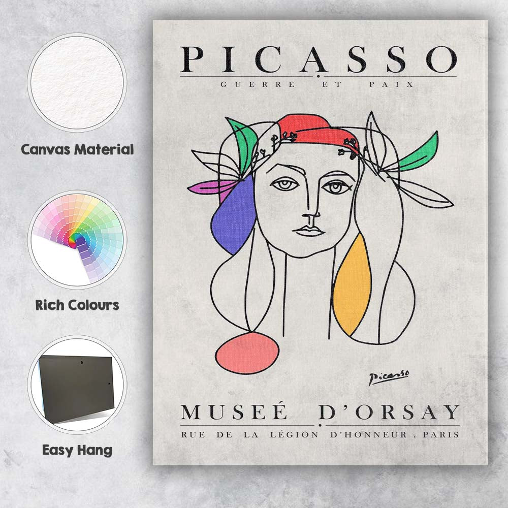 Pablo Picasso Guerre Et Paix Abstract Woman Portrait Exhibition Poster Canvas Wall Art Print Decor Picture Ready to Hang