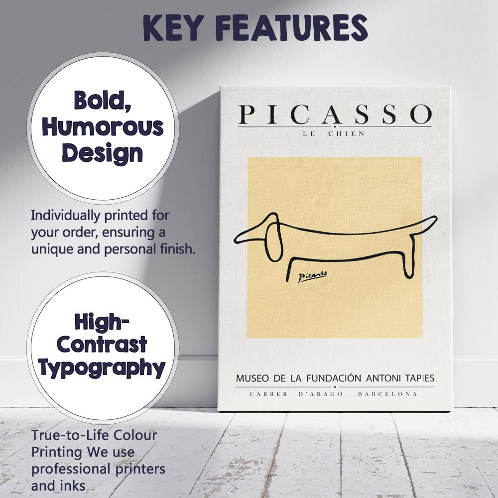 Pablo Picasso Le Chien Minimalist Line Drawing Dog Exhibition Poster Canvas Wall Art Print Decor Picture Ready to Hang